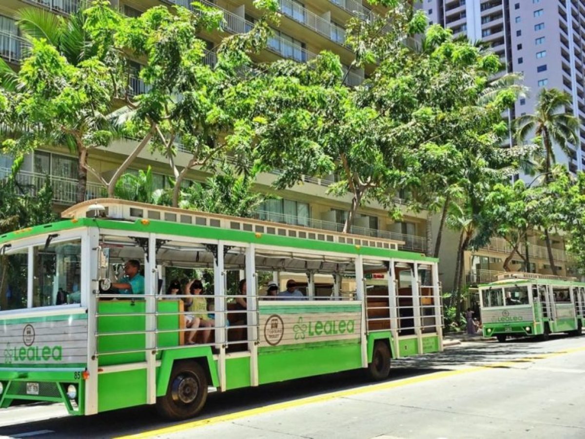 LeaLea Trolley - Hop-on hop-off Trolley in Waikiki and beyond! Explore Oahu! The Light Green Colored Trolley are usually to/from Waikiki and Ala Moana (shoppint Shuttle)