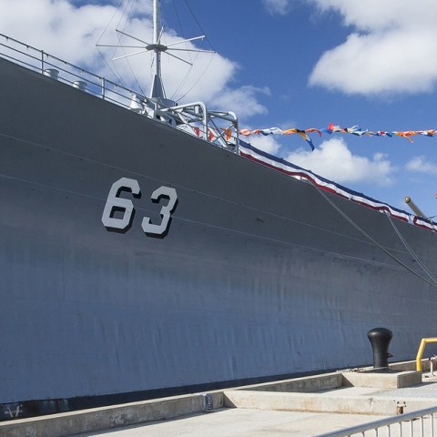 a large ship in the water