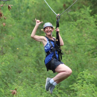 woman on zipline