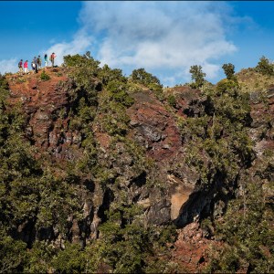 tour group above crater