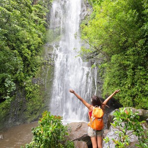PolyAd - Hana Waterfall with Woman