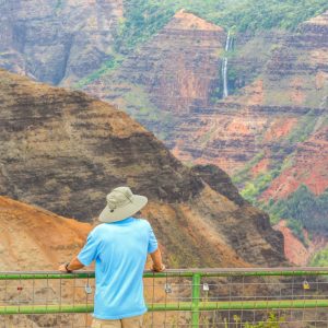 a person in a canyon