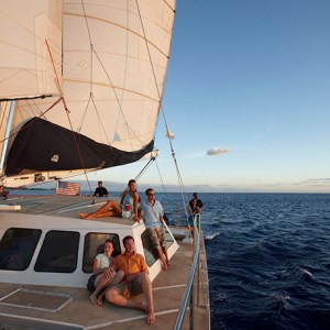 sunset lounging on deck