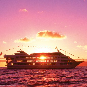 a sunset over a body of water