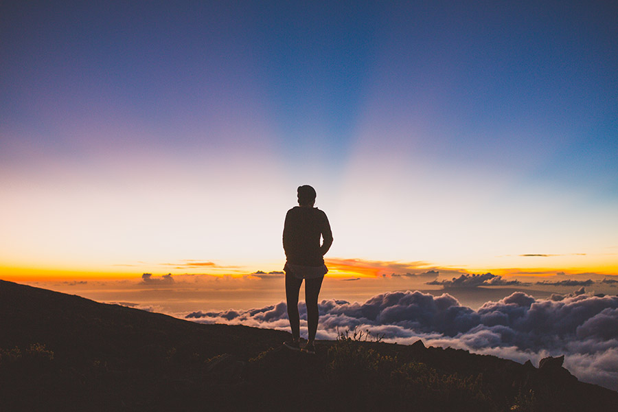haleakala sunrise woman silhouette