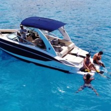 a group of people swimming in a body of water