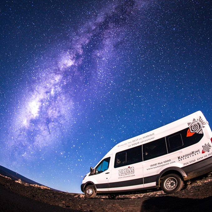 Kapohokine Stellar Explorer Kona - Milky Way and White Tour Van