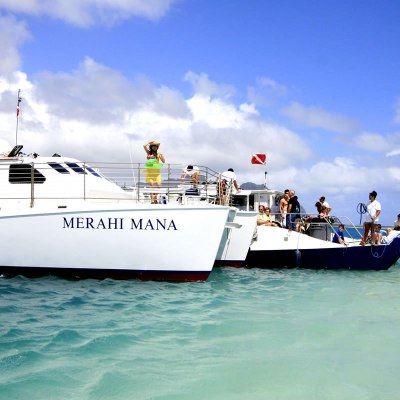 a small boat in a large body of water