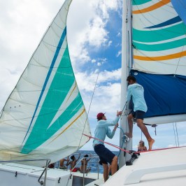 a group of people on a boat