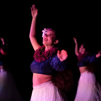 a person wearing a purple dress