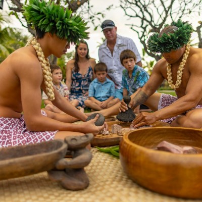 a person sitting in a garden