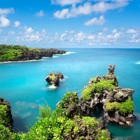 an island in the middle of a body of water