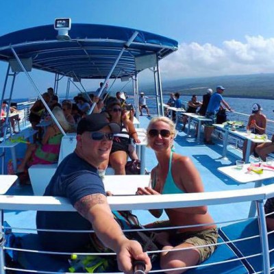 catamaran upper deck with guests