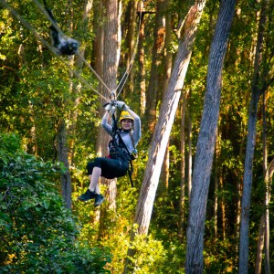 a man in a wooded area