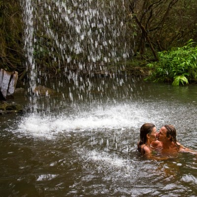 a group of people in the water
