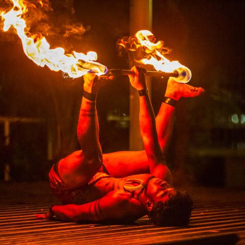 ka moana luau - fire knife dancer feet