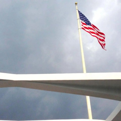 US Flag at the USS Arizona Memorial