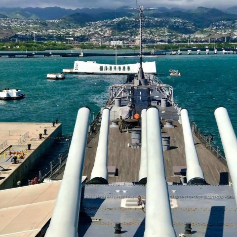 USS Arizona Memorial from the USS Missouri