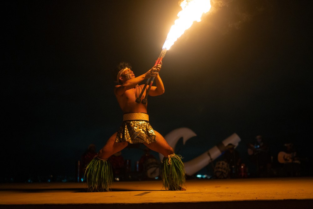 mauka warriors luau - fire knife dancer