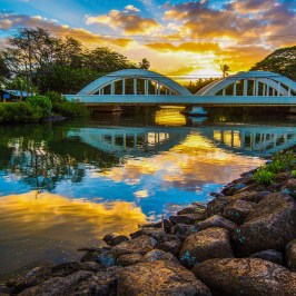 Haleiwa Bridge during beautiful Hawaiian Sunrise