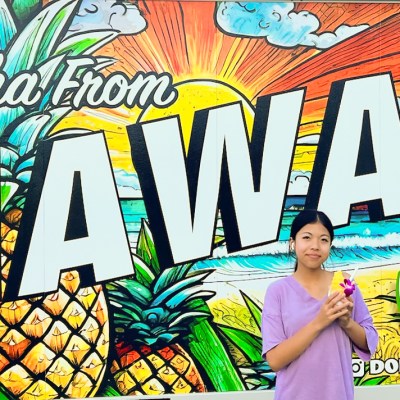 In front of Dole Pineapple Wall art