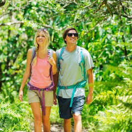 couple hiking at camp erdman