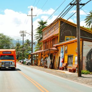 a bus driving down a street