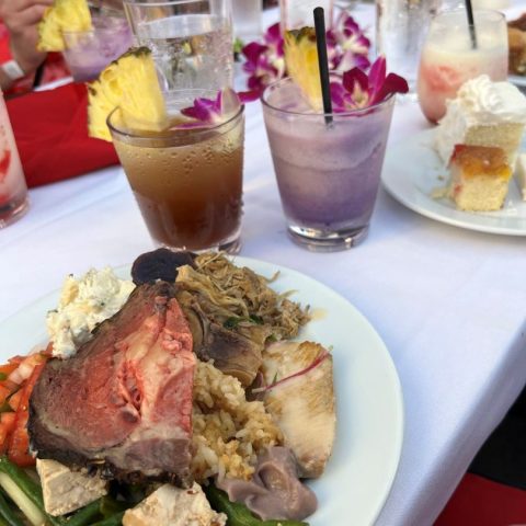 a close up of a plate of food on a table