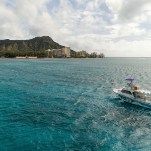 a small boat in a body of water