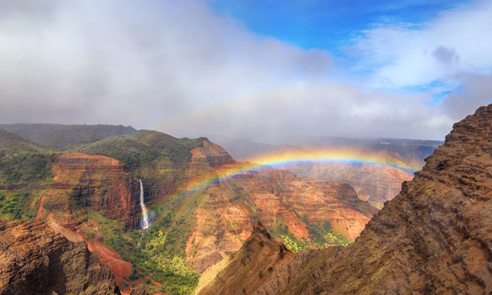 Waimea Canyon Waterfall and Rainbow